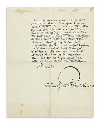 PARRISH, MAXFIELD. Illustrated Autograph Letter Signed, to publisher Chauncey L. Williams (My dear Mr. Williams),